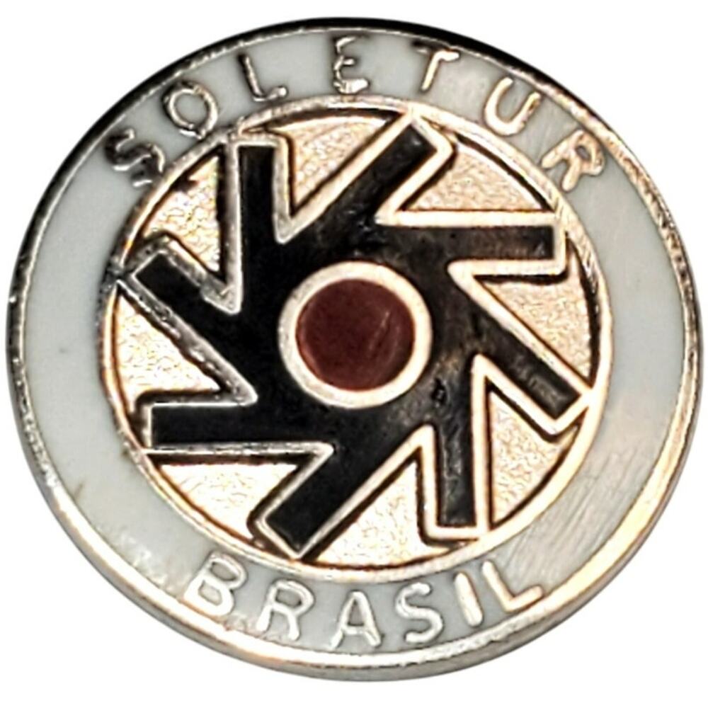 Soletur Brasil Enamel Pin Vtg Unsigned Gold Tone